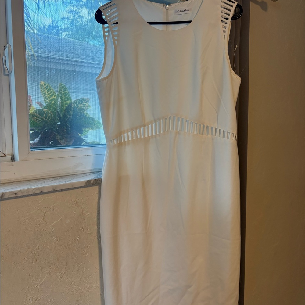Calvin Klein Cream Sleeveless Midi Dress